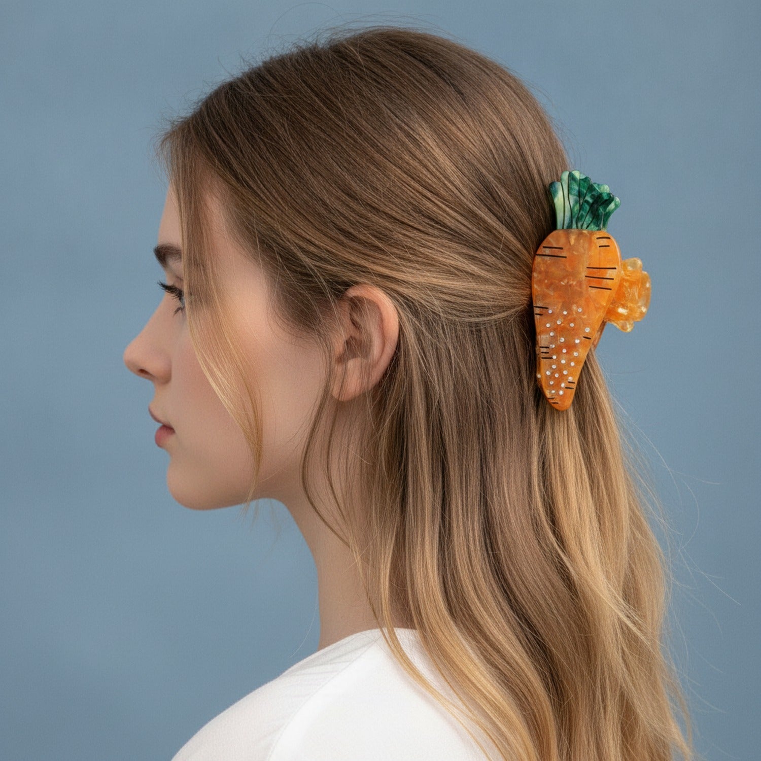 Carrot Rhinestone Hair Claw Clip Orange