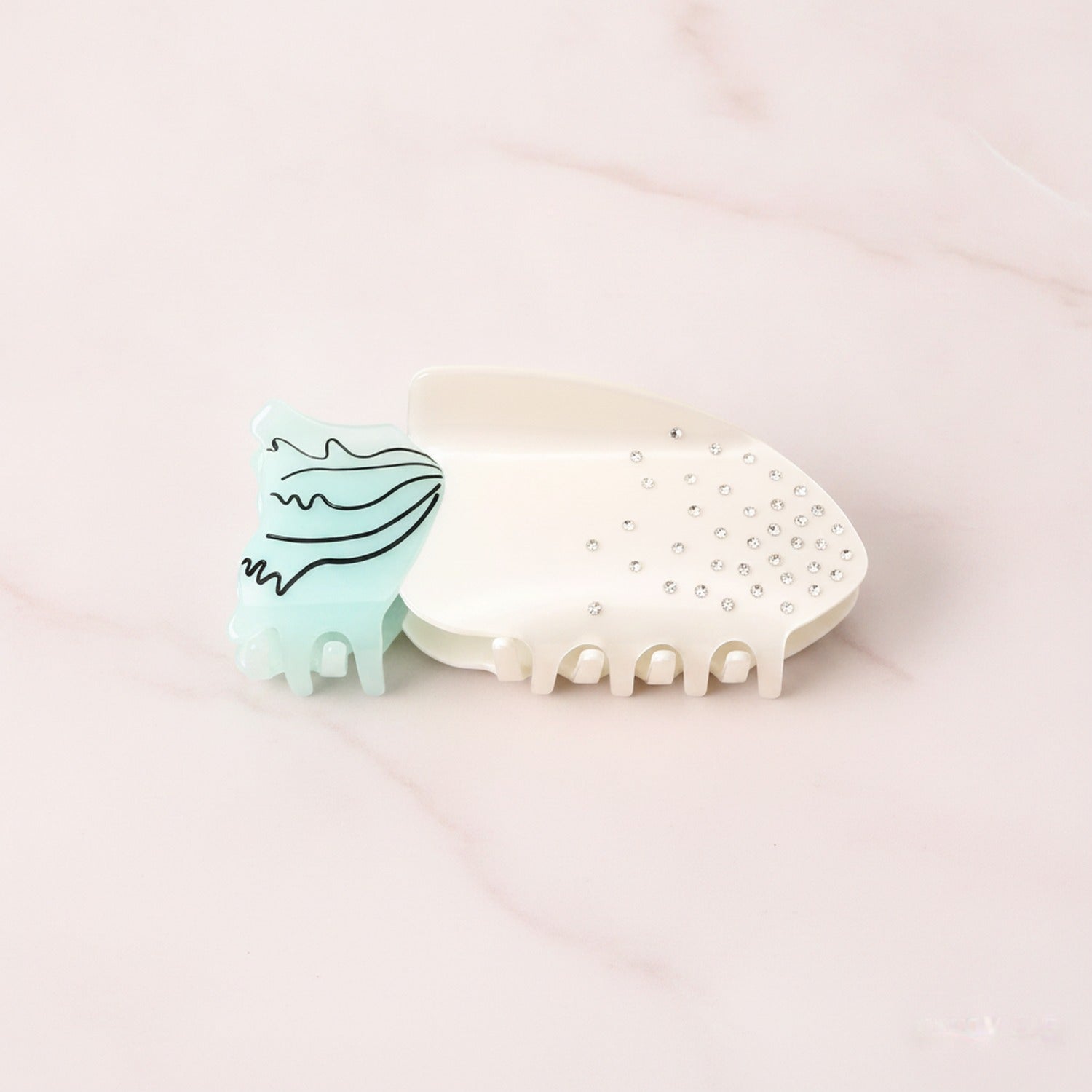 Whale Rhinestone Pearl Hair Claw Clip