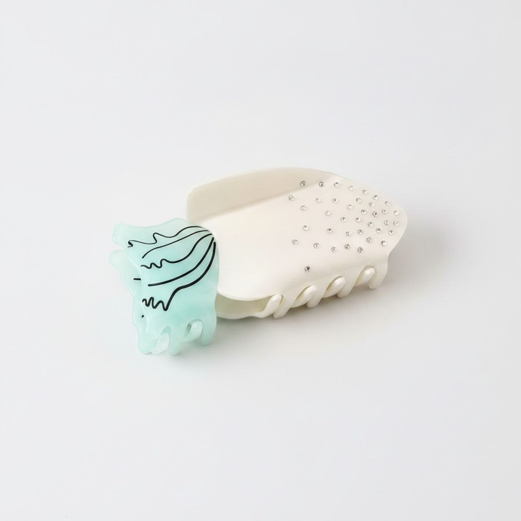 Whale Rhinestone Pearl Hair Claw Clip – hair accessories (view 1)