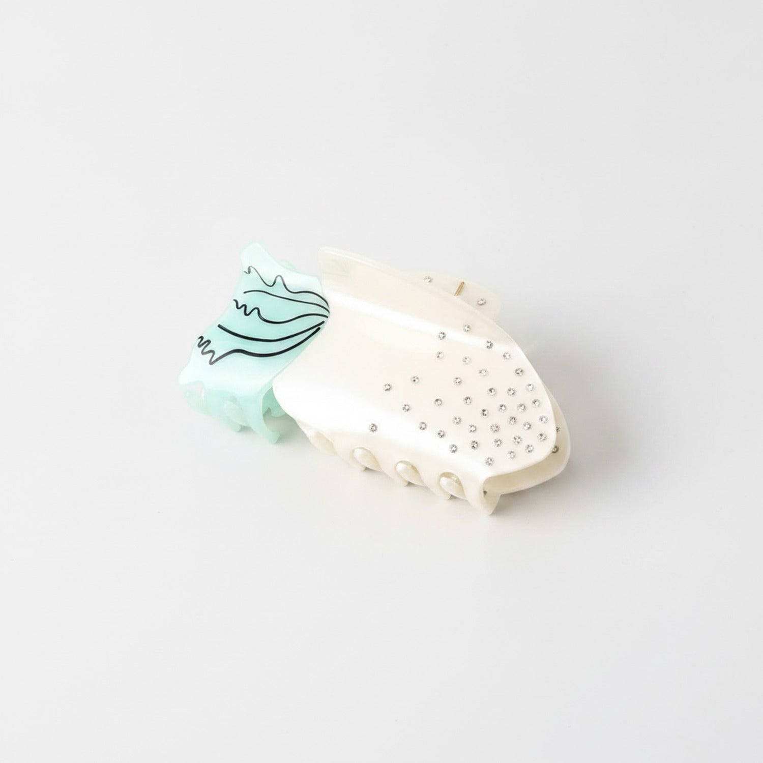 Whale Rhinestone Pearl Hair Claw Clip