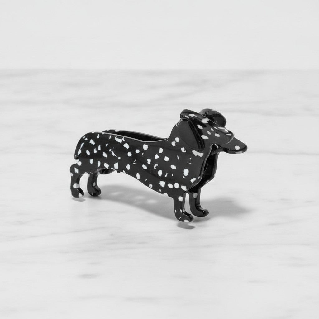 Black Spotted Dachshund Hair Claw Clip – hair accessories (view 3)
