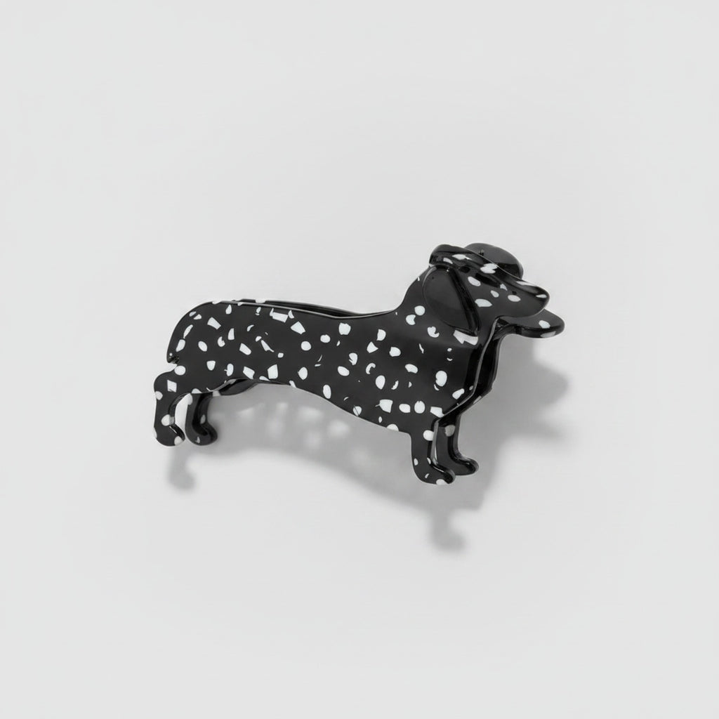 Black Spotted Dachshund Hair Claw Clip – hair accessories (view 1)