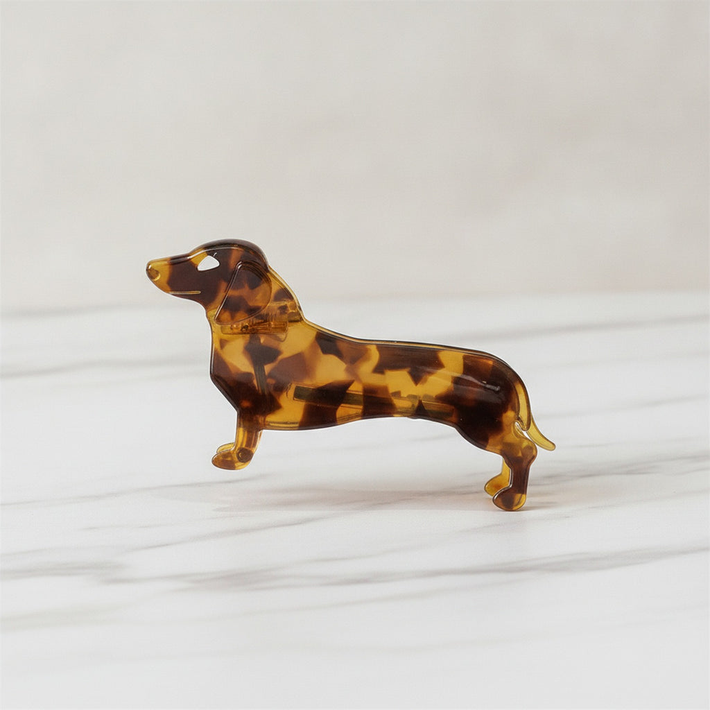 Amber Tortoiseshell Dachshund Hair Claw Clip – hair accessories (view 2)