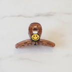 Smiley Face Tortoiseshell Hair Claw - Smiley Face Brown