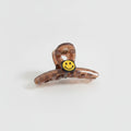 Smiley Face Tortoiseshell Hair Claw - Smiley Face Brown