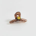 Smiley Face Tortoiseshell Hair Claw - Smiley Face Brown