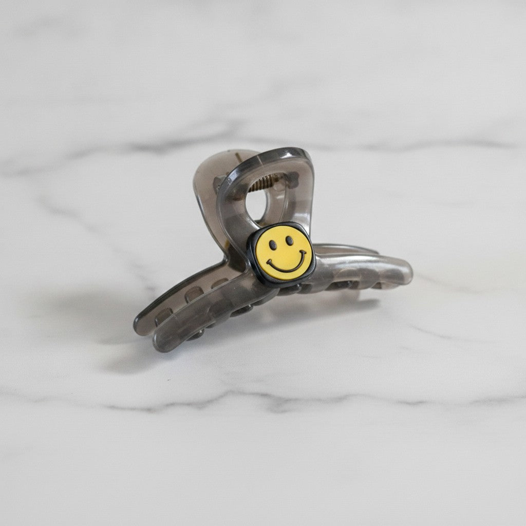 Smiley Face Tortoiseshell Hair Claw - Smiley Yellow – hair accessories (view 3)