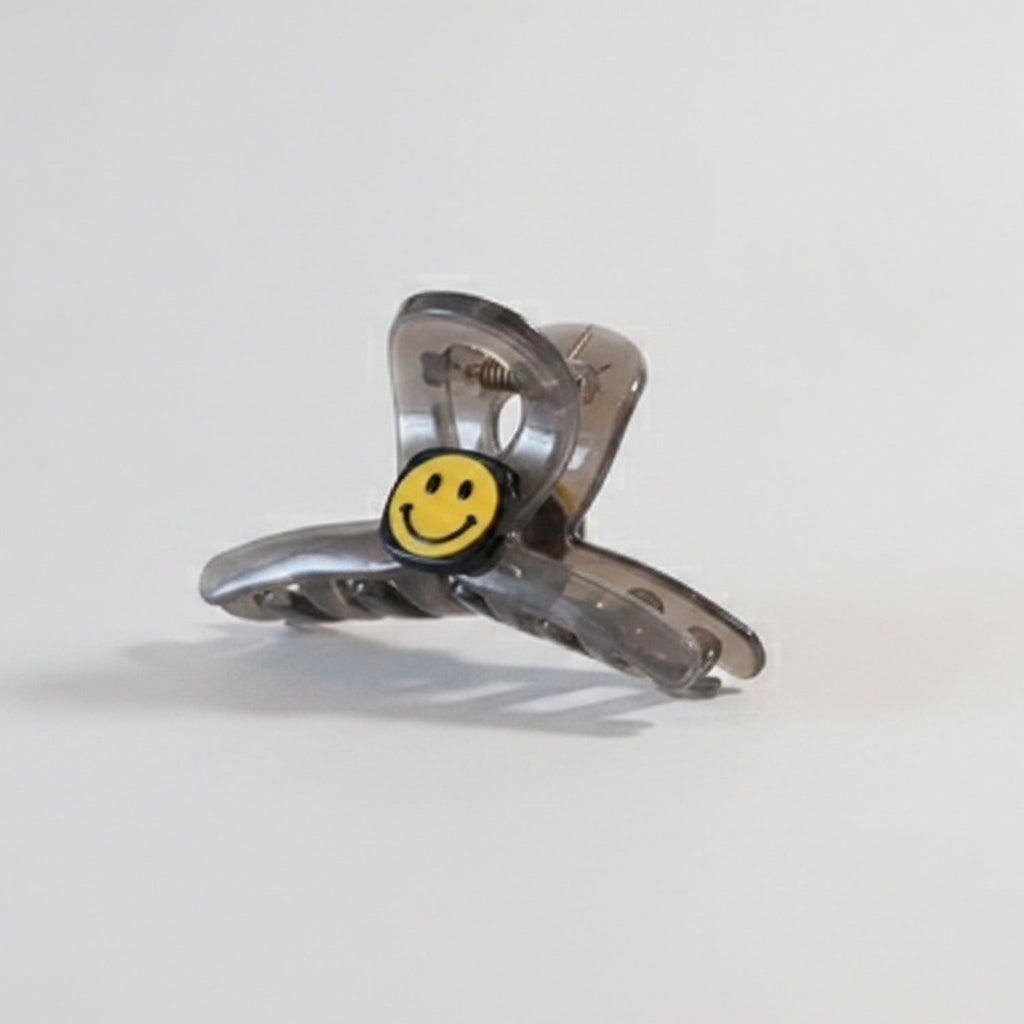 Smiley Face Tortoiseshell Hair Claw - Smiley Yellow