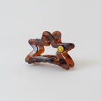 Star Hair Claw With Smiley Charm - Tortoiseshell Smiley