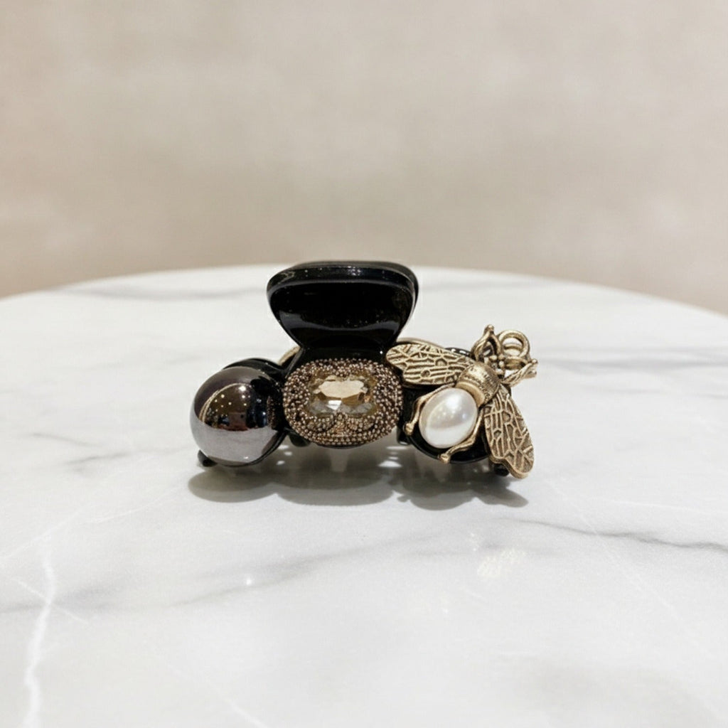 Pearl Bee Charm Hair Claw Clip - Pearl Bee Gold #2