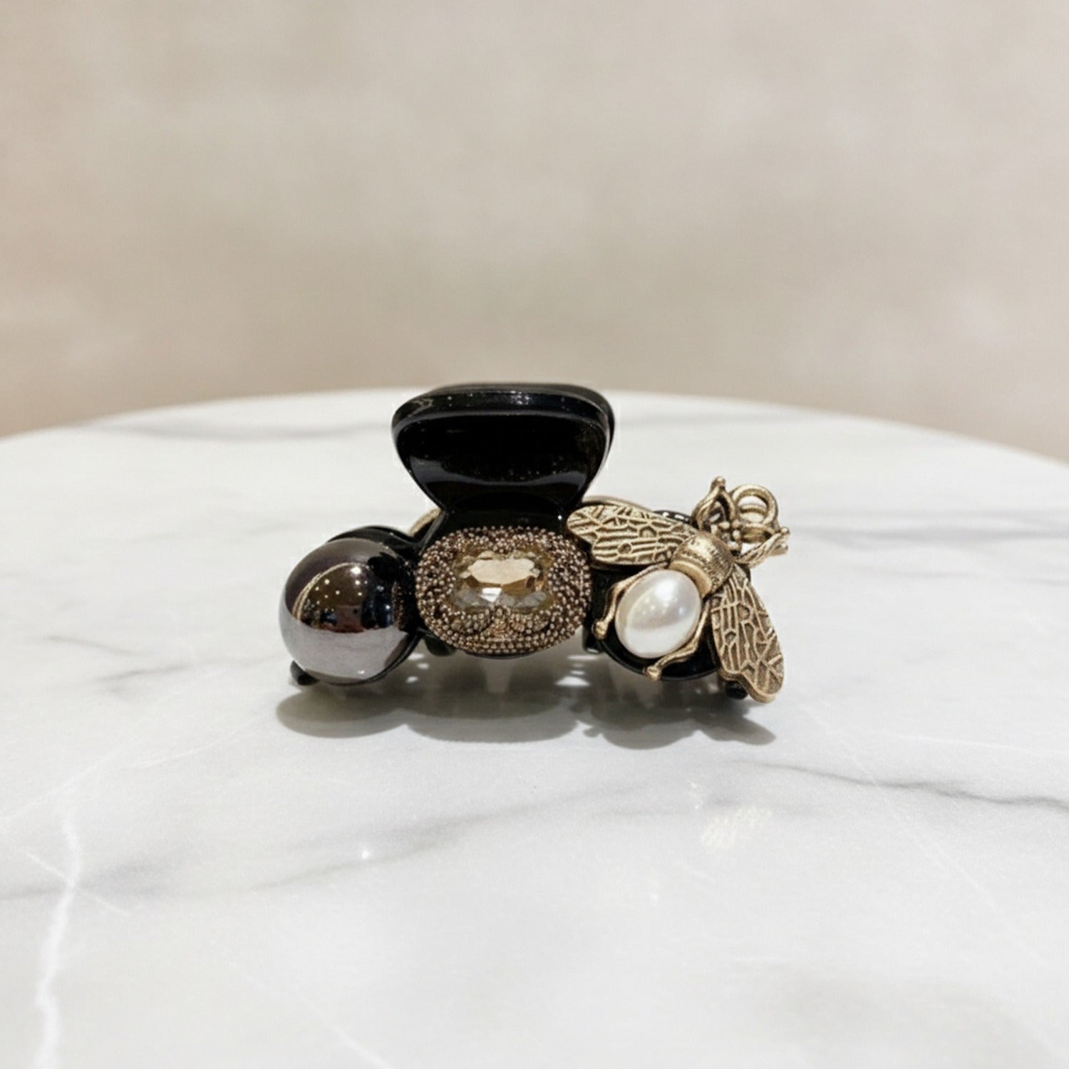 Pearl Bee Charm Hair Claw Clip - Pearl Bee Gold #2