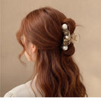 Pearl Bee Charm Hair Claw Clip - Pearl Bee Gold