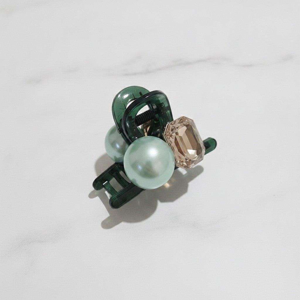 Hair Claw Clip Pearl Crystal - Mint Pearl Champagne – hair accessories (view 3)