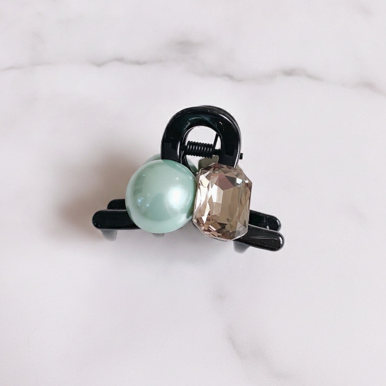 Hair Claw Clip Pearl Crystal - Mint Pearl Champagne