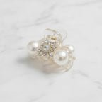 Pearl and Rhinestone Flower Hair Claw Clip – hair accessories (view 3)