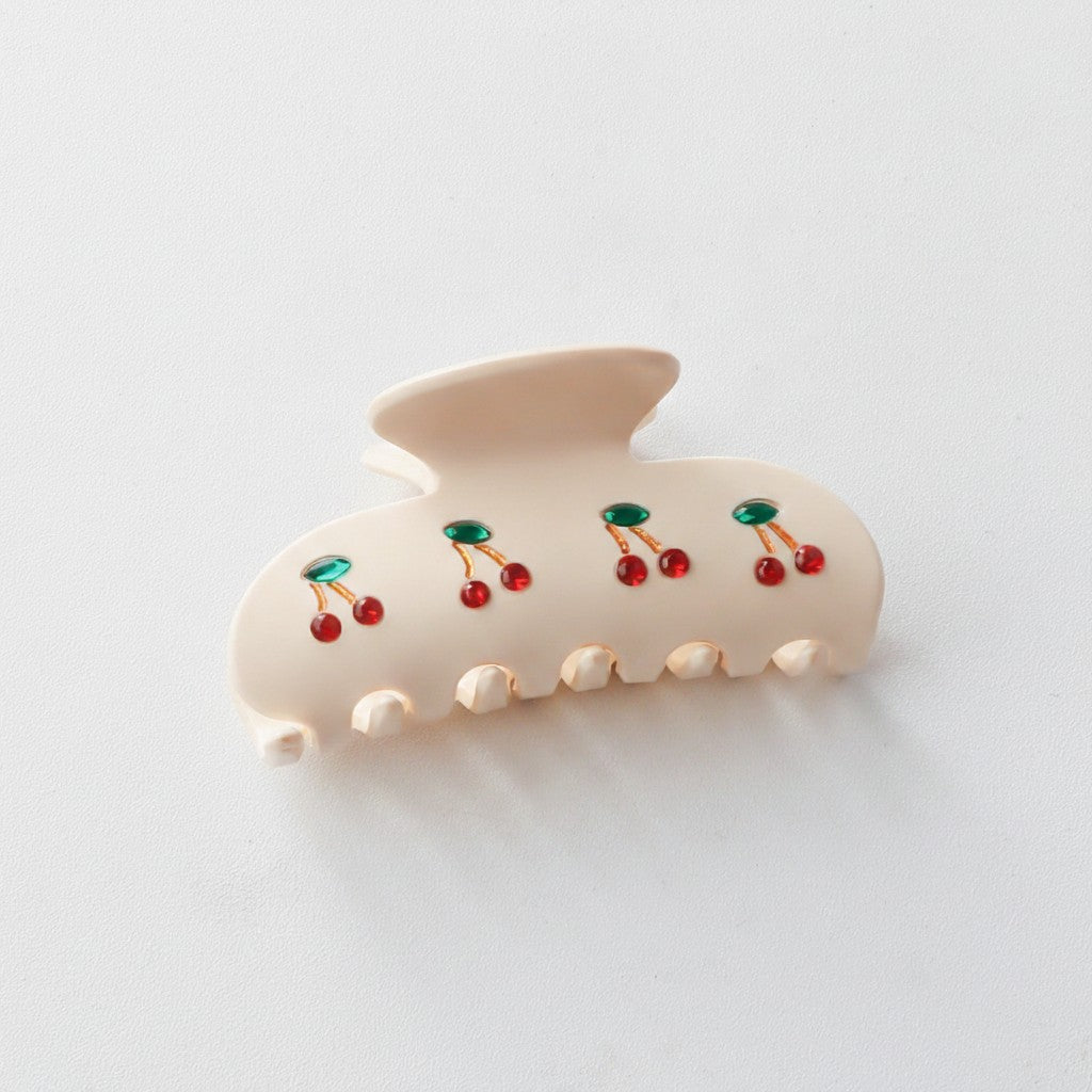 Cherry Pearl Beaded Hair Claw Clip