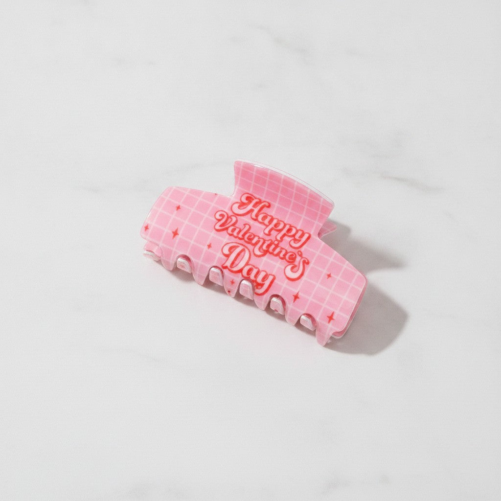 Pink Grid Claw Hair Clip Valentine's Day – hair accessories (view 3)