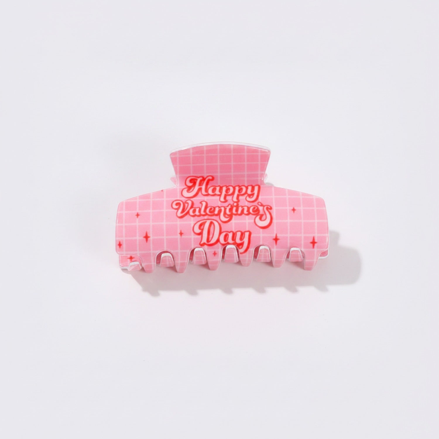 Pink Grid Claw Hair Clip Valentine's Day
