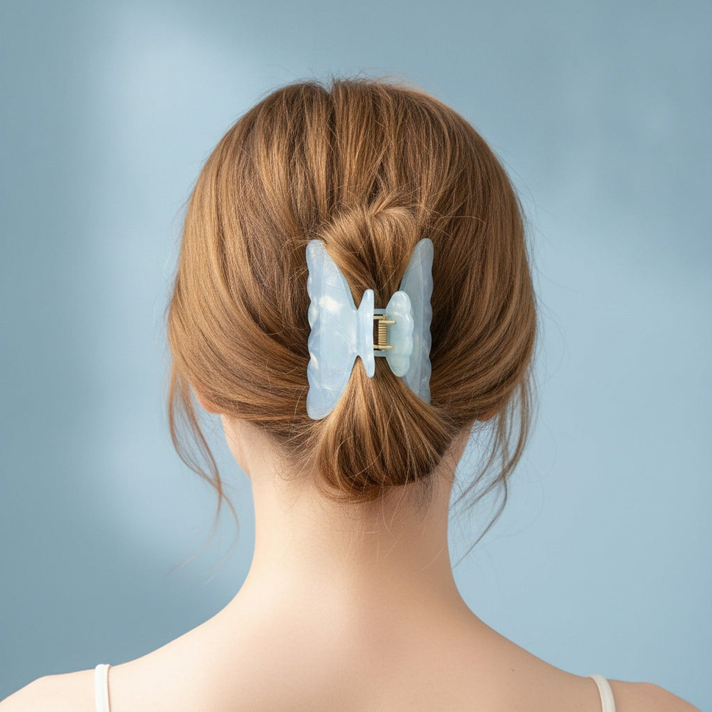 Opal Cloud Claw Hair Clip Beaded - Opal Blue Cloud