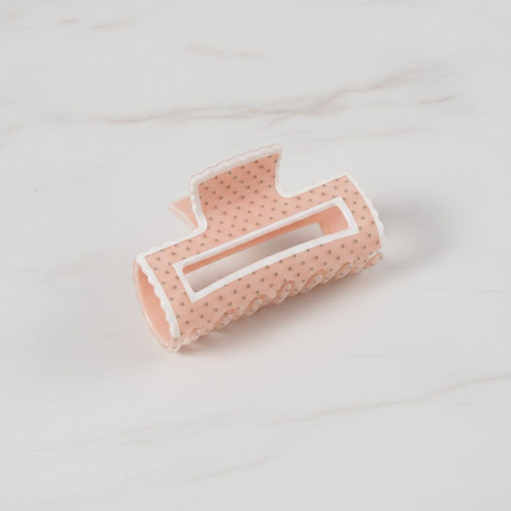 Claw Hair Clip - Peach Polka Dot – hair accessories (view 1)