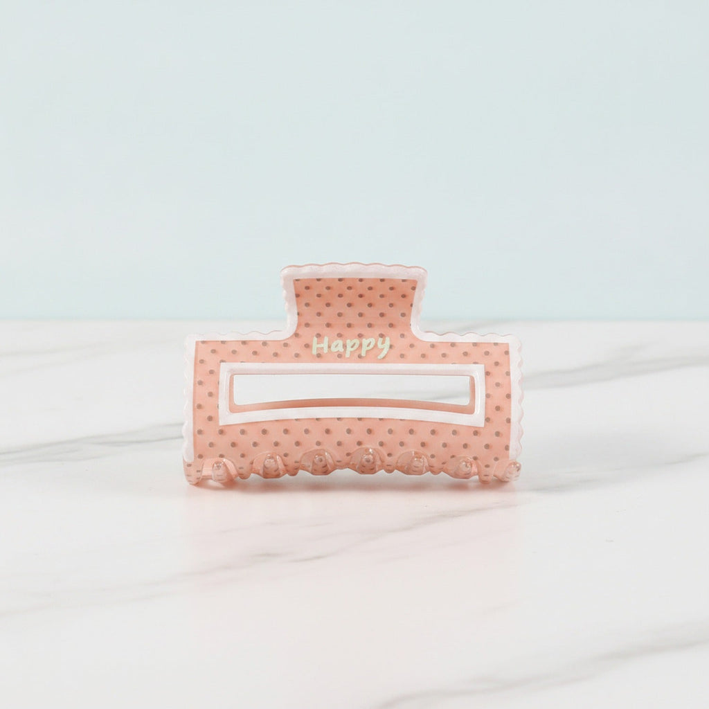 Claw Hair Clip - Peach Polka Dot
