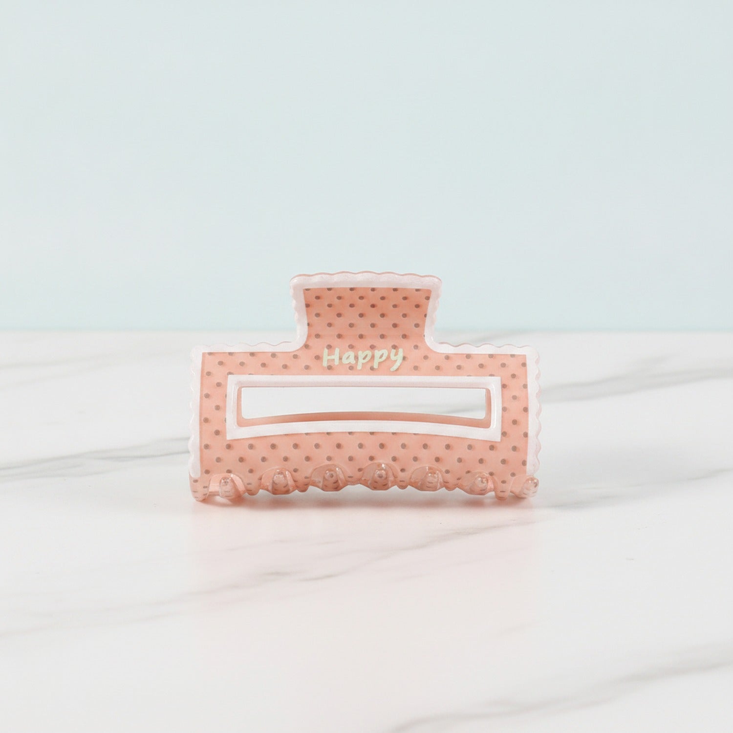 Claw Hair Clip - Peach Polka Dot