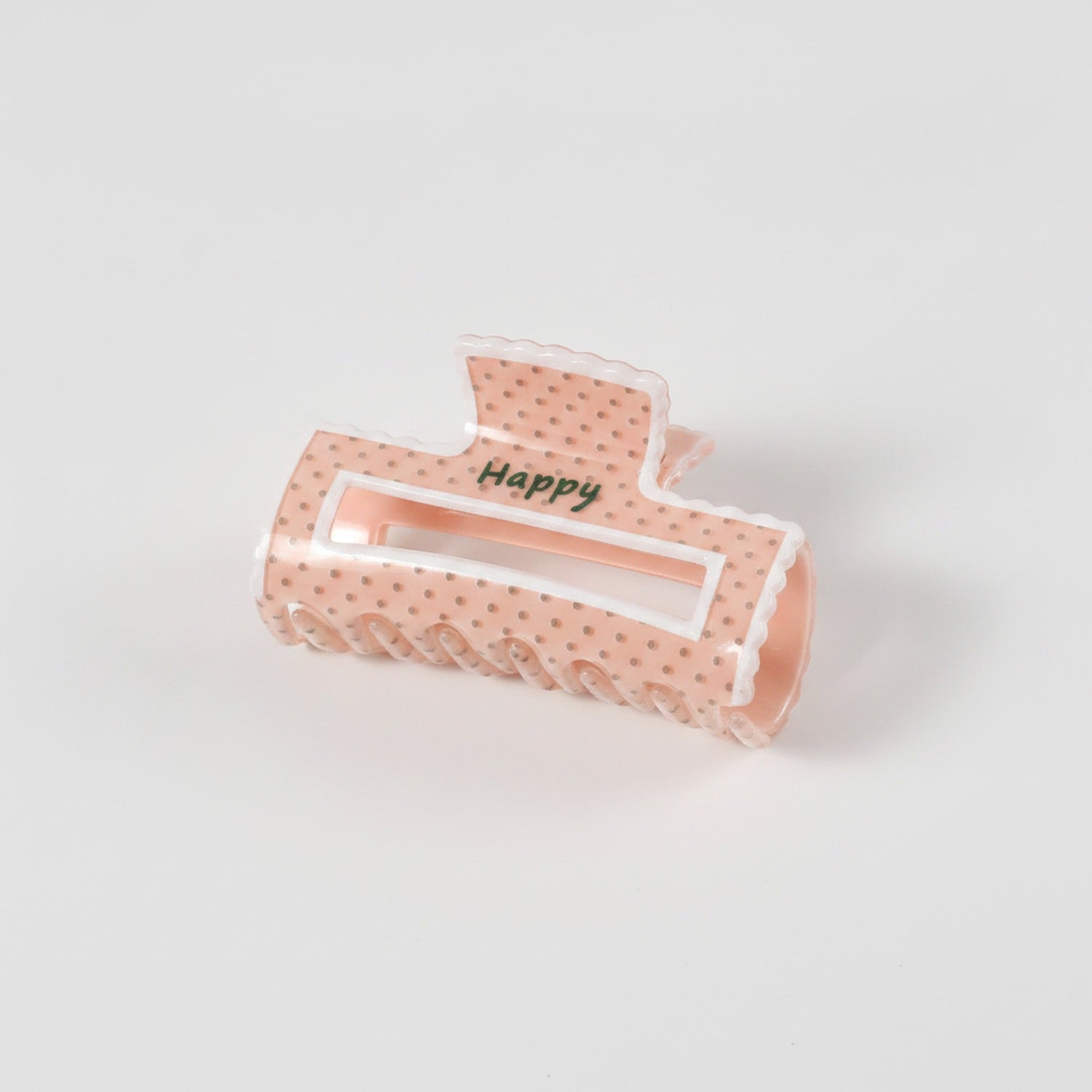 Claw Hair Clip - Peach Polka Dot