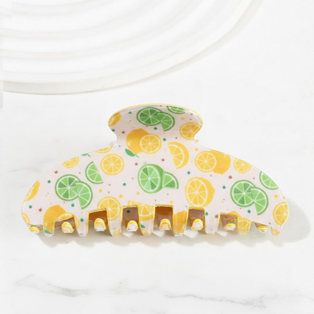 Citrus Fruit Printed Gold Hair Claw Clip – hair accessories (view 3)