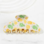 Citrus Fruit Printed Gold Hair Claw Clip – hair accessories (view 3)