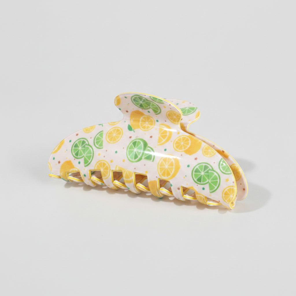 Citrus Fruit Printed Gold Hair Claw Clip – hair accessories (view 1)