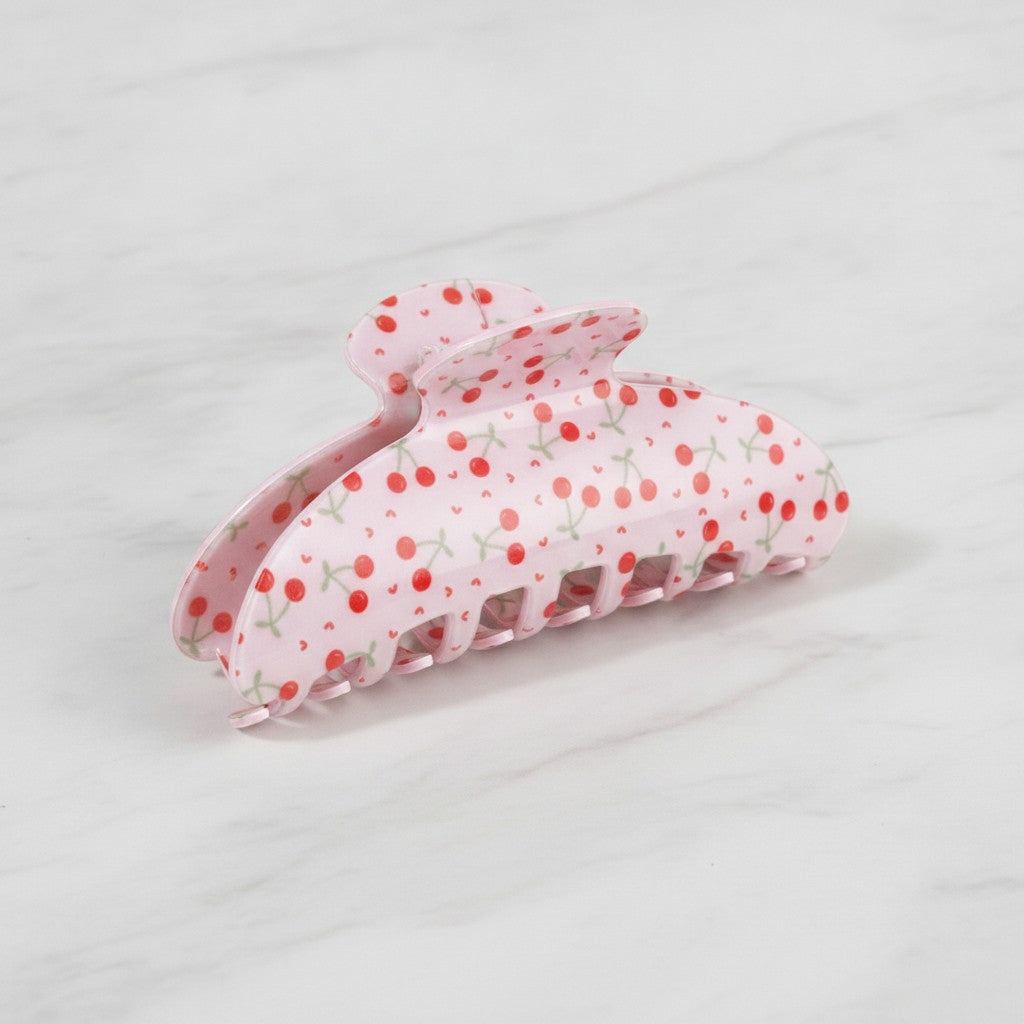 Pink Floral Beaded Hair Claw Clip – hair accessories (view 3)