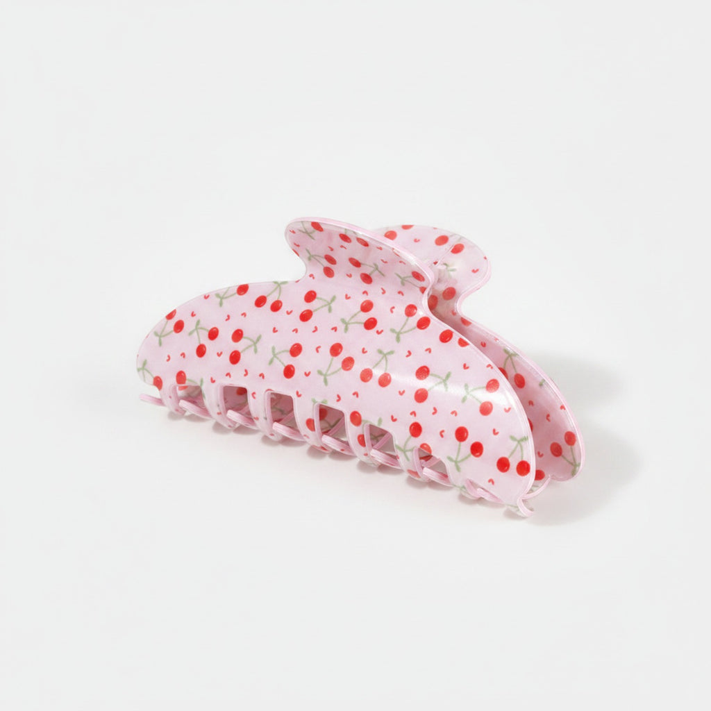 Pink Floral Beaded Hair Claw Clip – hair accessories (view 1)