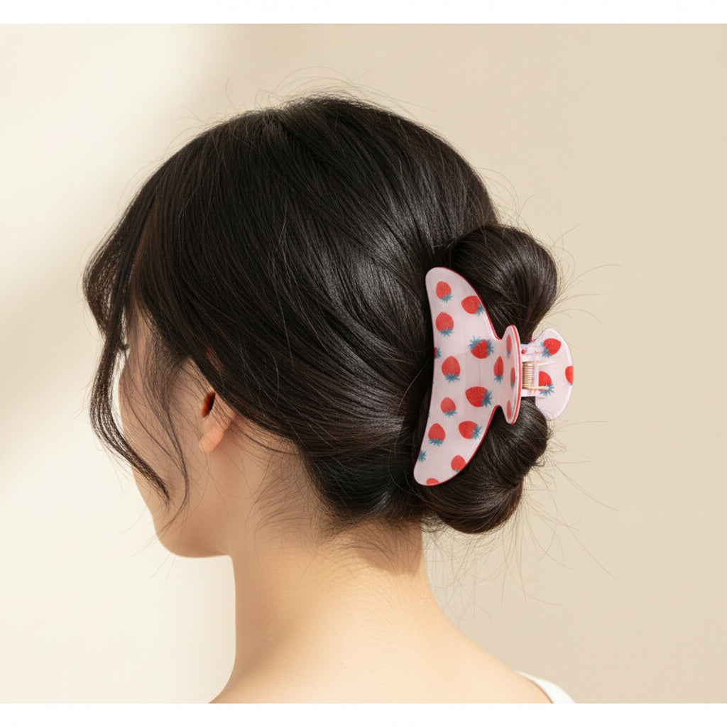 Strawberry Pink Acrylic Hair Claw Clip – hair accessories (view 2)