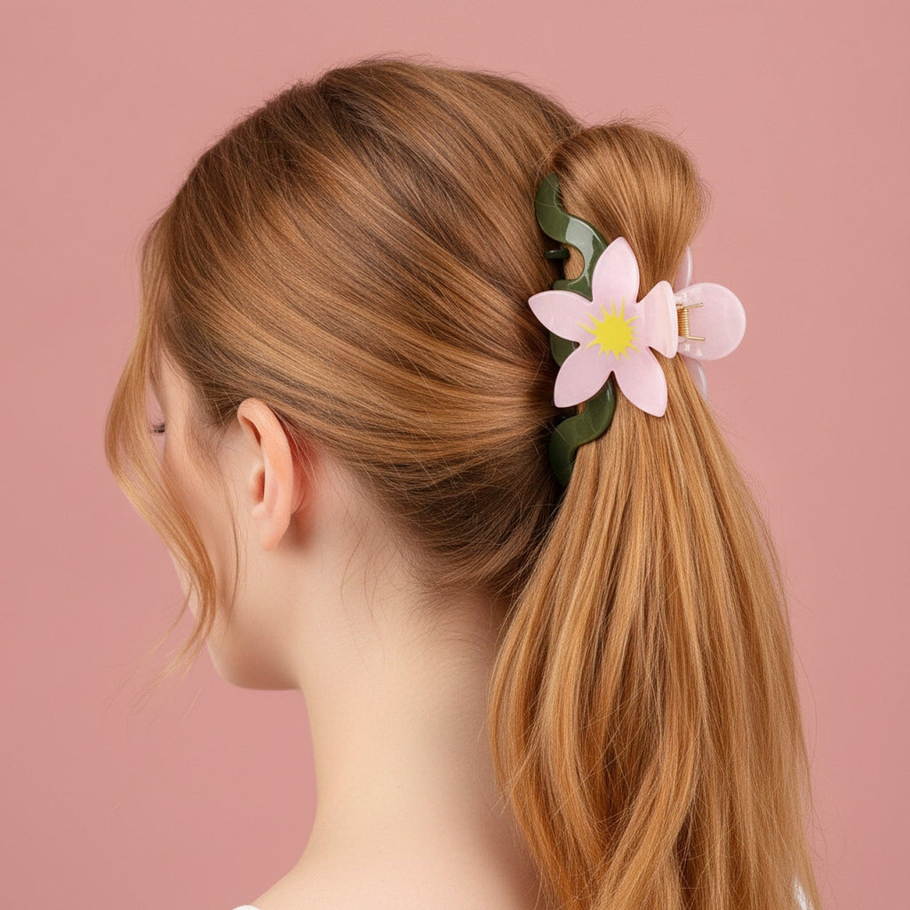 Flower Acrylic Hair Claw Clip - Pink Daisy