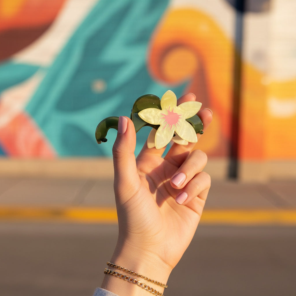 Flower Acrylic Hair Claw Clip - Yellow Bloom – hair accessories (view 2)