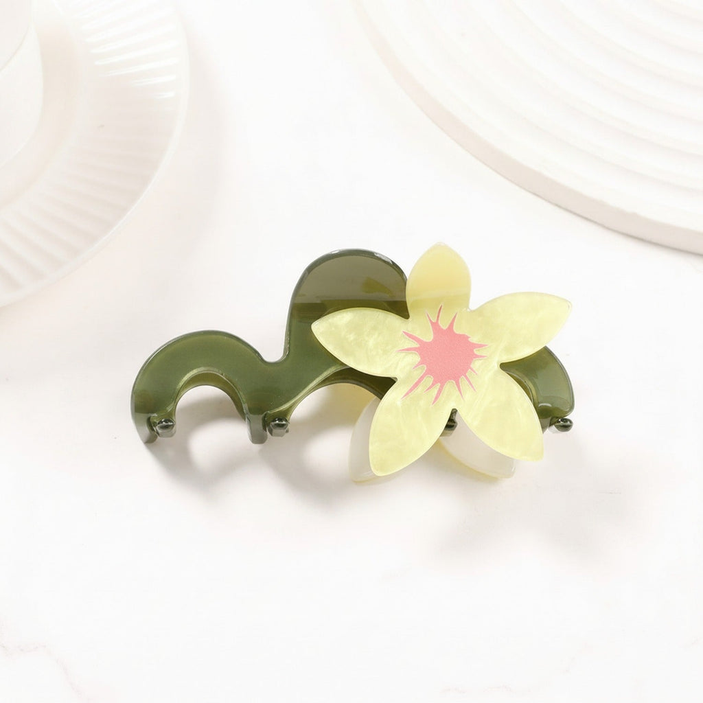 Flower Acrylic Hair Claw Clip - Yellow Bloom