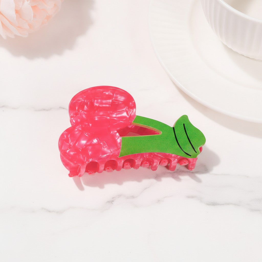 Pink Textured Caterpillar Hair Claw Clip – hair accessories (view 3)