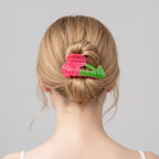 Pink Textured Caterpillar Hair Claw Clip – hair accessories (view 2)