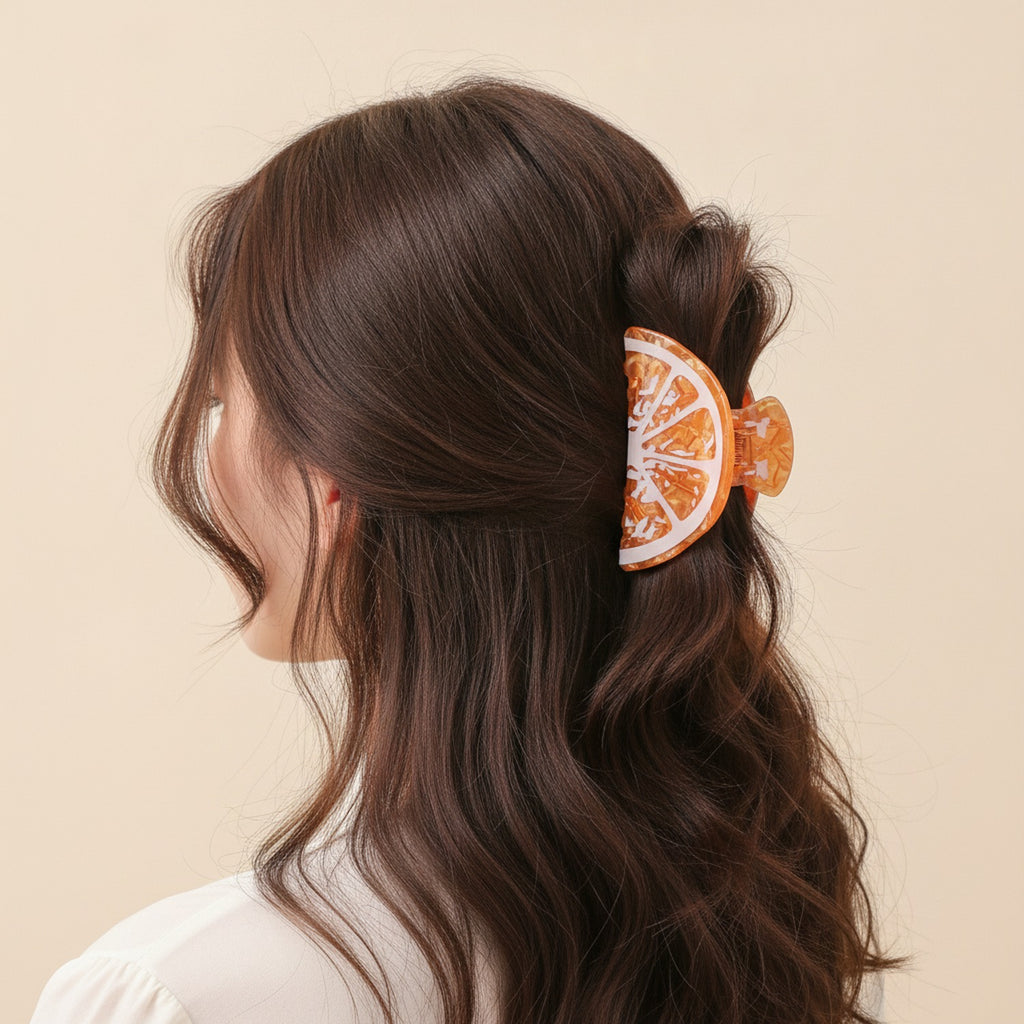 Orange Translucent Citrus Slice Hair Claw – hair accessories (view 2)