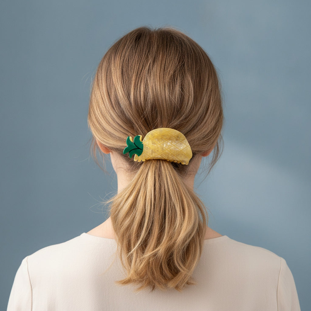 Pineapple Hair Claw With Green Leaf – hair accessories (view 2)