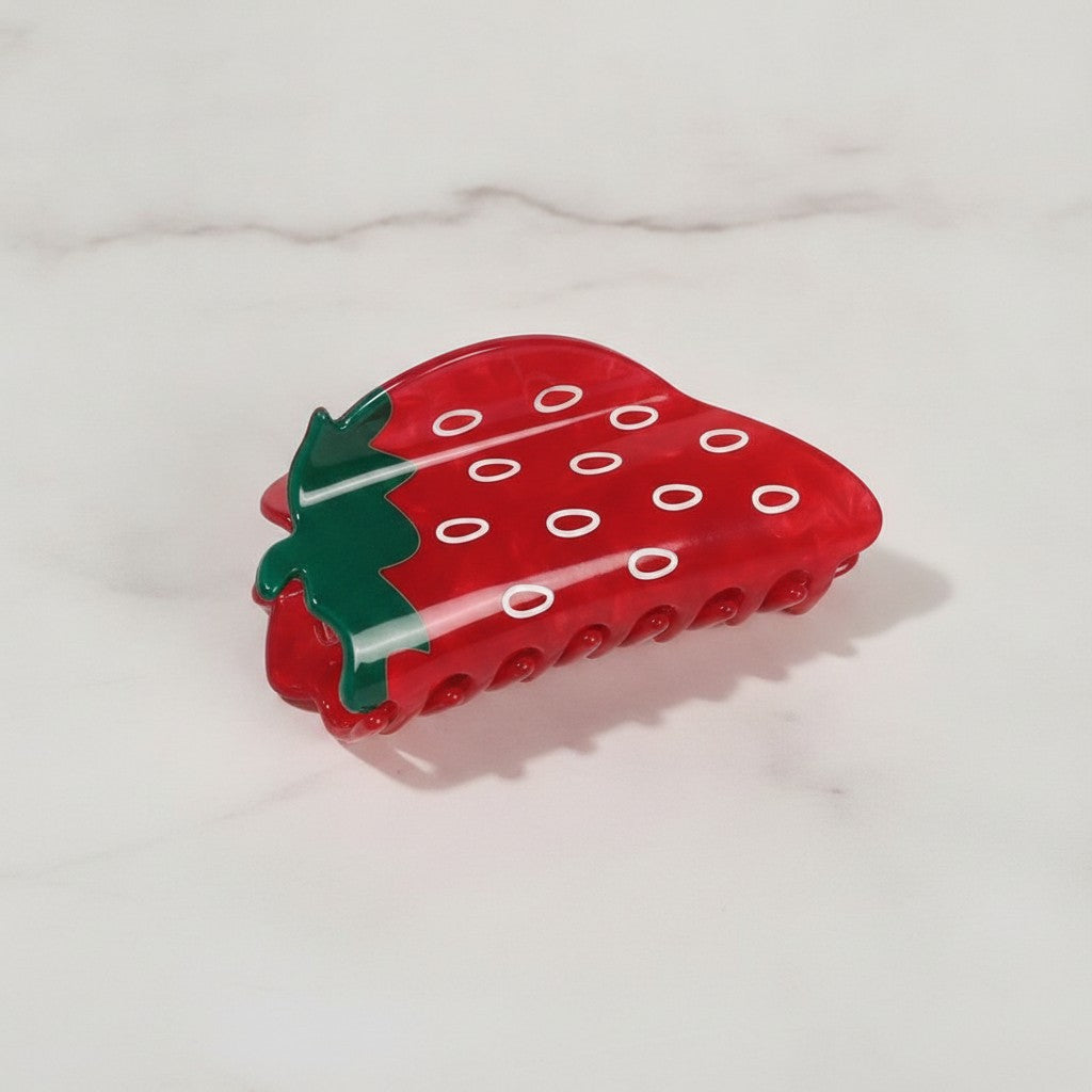 Red Strawberry Beaded Hair Claw Clip – hair accessories (view 3)