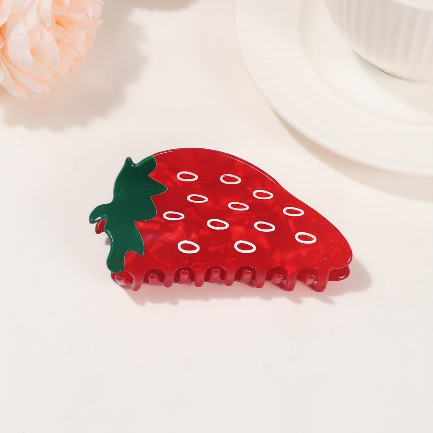 Red Strawberry Beaded Hair Claw Clip