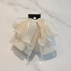 Pleated Flower Hair Claw Clip Pearl - Chiffon Butterfly Hair Clip Beige