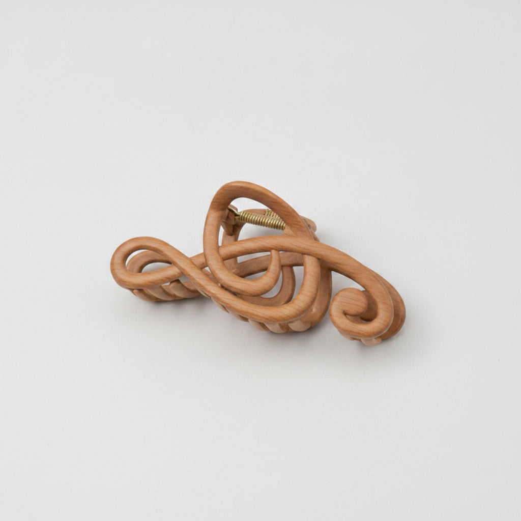 Wooden Treble Clef Music Hair Claw - Wood Grain Music Note Hair Clip