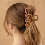 Wooden Treble Clef Music Hair Claw - Wood Grain Music Note Hair Clip