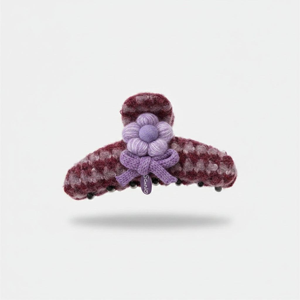 Fuzzy Plush Flower Hair Claw Clip – hair accessories (view 1)