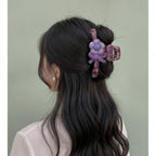 Fuzzy Plush Flower Hair Claw Clip – hair accessories (view 3)