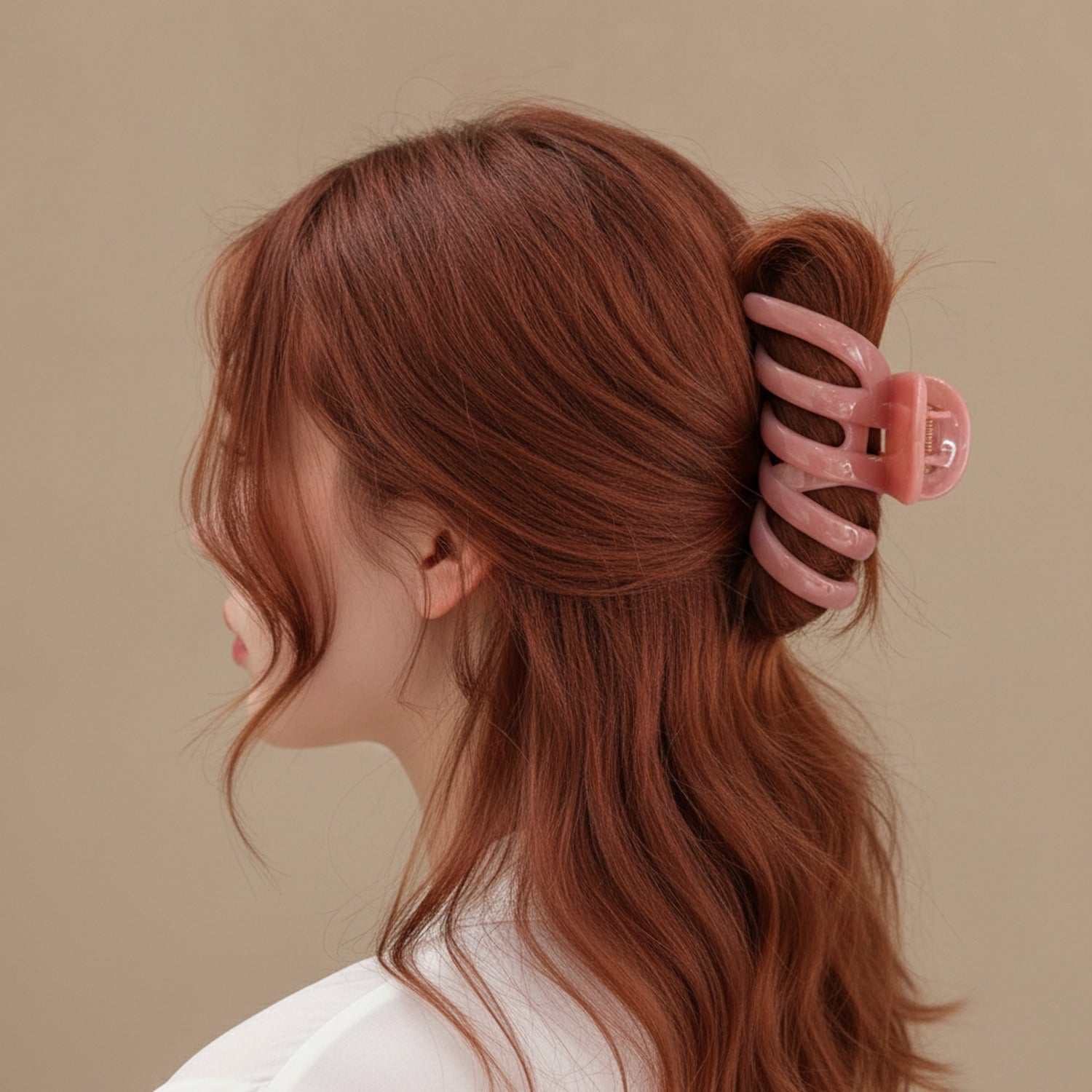 Glossy Hair Claw Clip - Large Pumpkin Claw Clip Sweet Pink 9cm