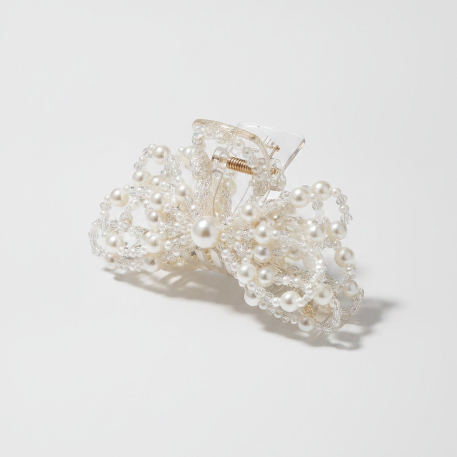 Pearl Beaded Bow Hair Claw Clip