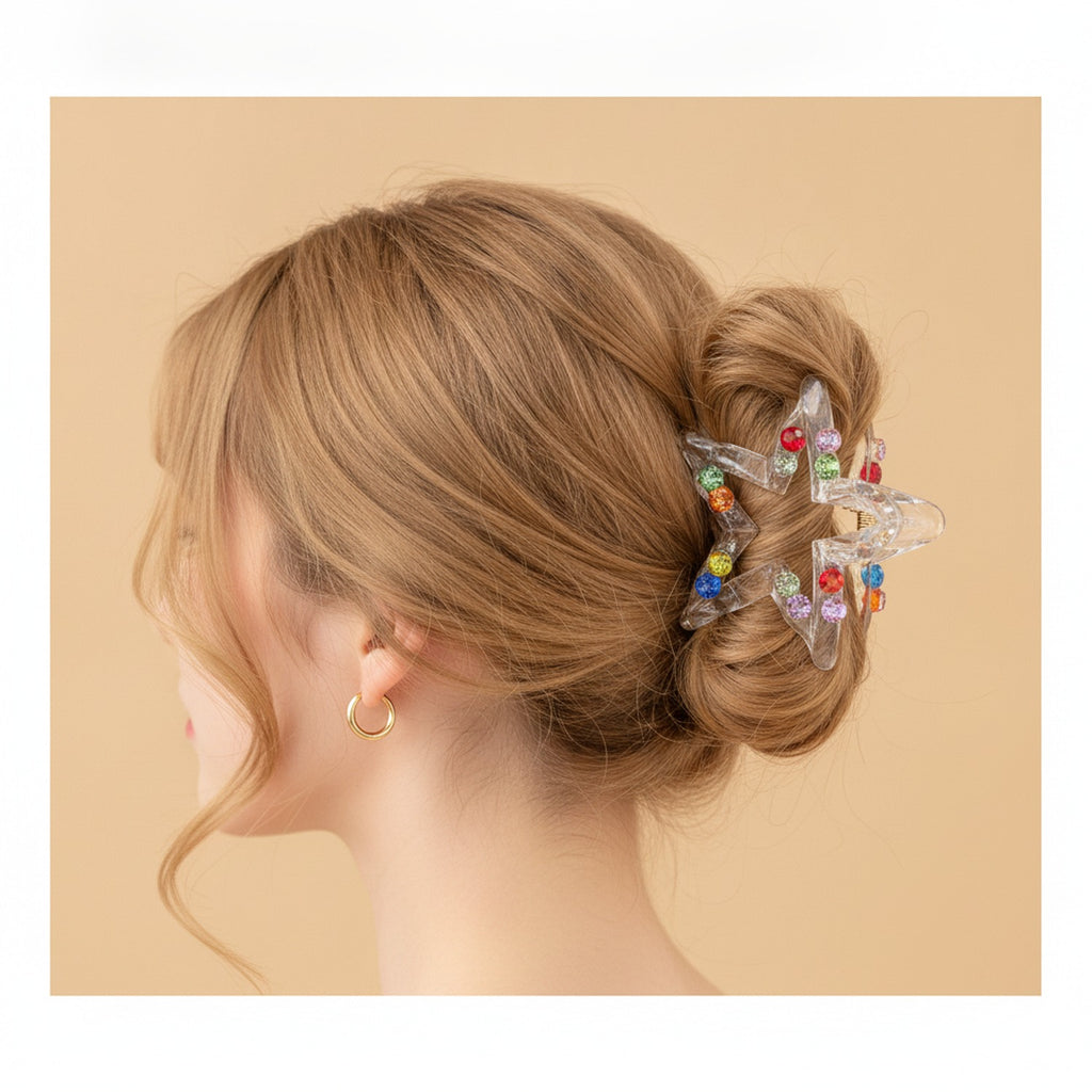 Rainbow Rhinestone Star Hair Claw Clip – hair accessories (view 3)